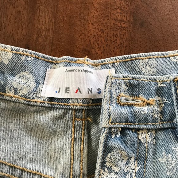 ❌SOLD AA Floral High Waisted Denim Shorts 28 - Picture 4 of 5